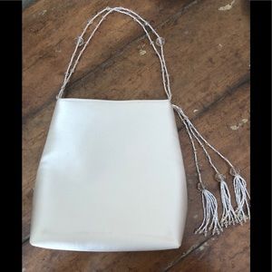 👛La Régale evening bag satin creamy taupe EUC👛